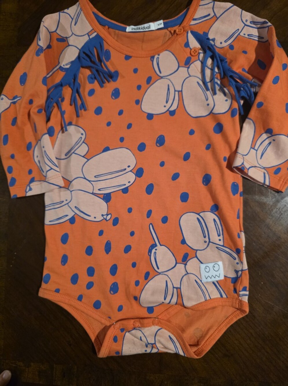 Indikidual Orange & Blue Balloon Animal-Print Kids One-Piece Organic Cotton